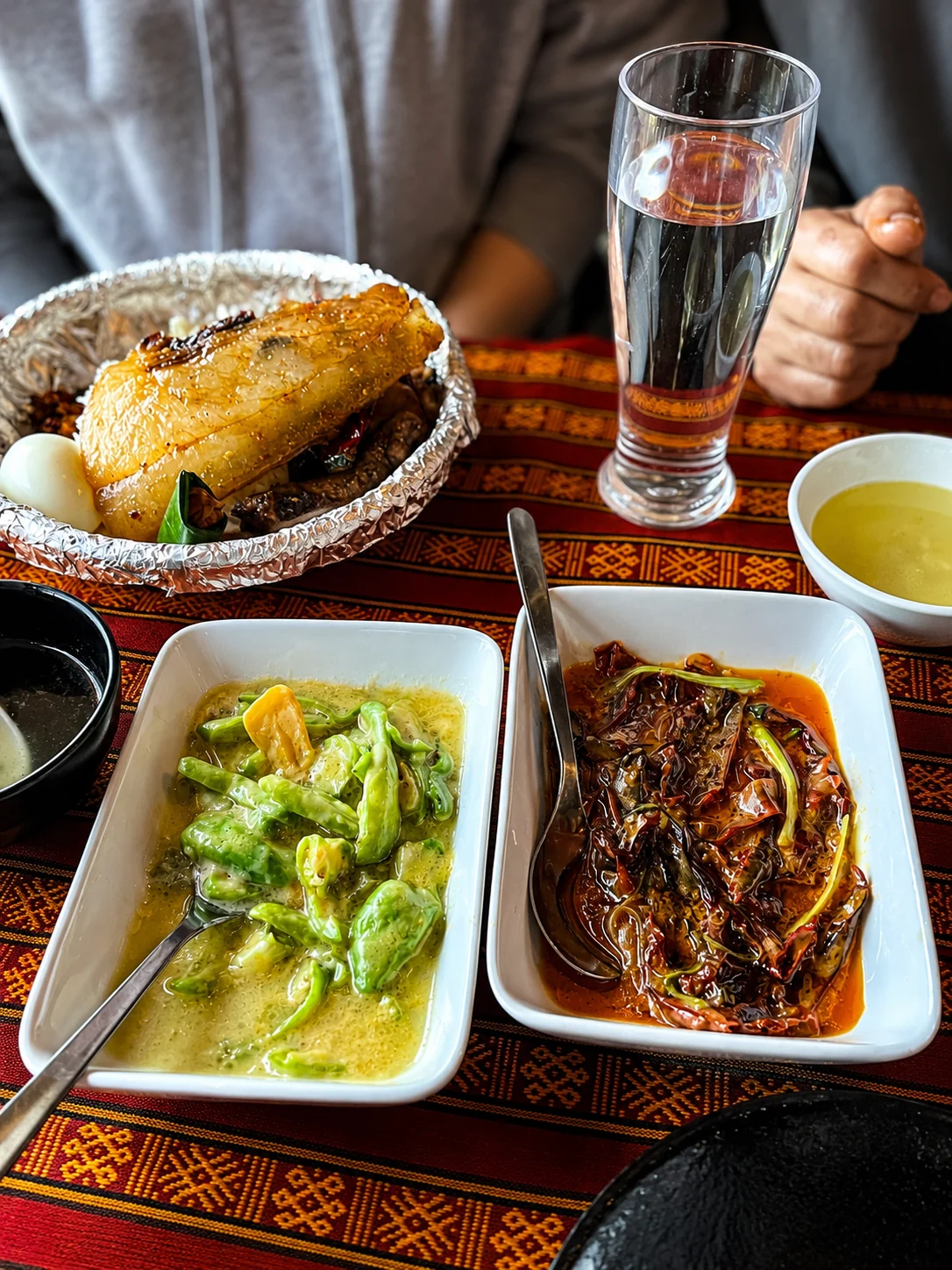 A complete Hima-Fuji meal set with rice, chilli dishes, vegetables and sides
